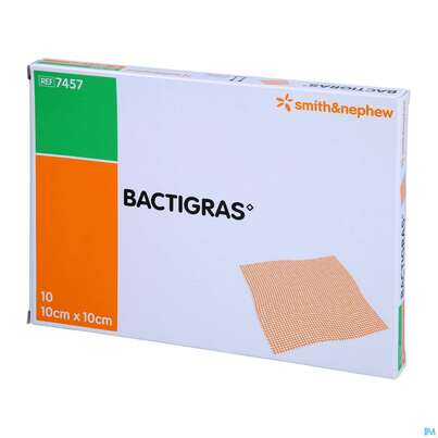 Sie sehen eine Packung Kompressen Bactigras Paraffingaze 10x 10cm 10st, Produktbild: 04 Kompressen Bactigras Paraffingaze 10x 10cm 10st, A-Nr.: 1599393 - 04