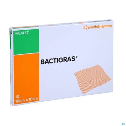 Sie sehen eine Packung Kompressen Bactigras Paraffingaze 10x 10cm 10st, Produktbild: 05 Kompressen Bactigras Paraffingaze 10x 10cm 10st, A-Nr.: 1599393 - 05