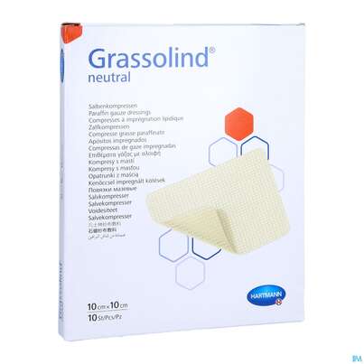 Sie sehen eine Packung GRASSOLIND SLB KOMPR 10X10, 10 Stück, Produktbild: 03 GRASSOLIND SLB KOMPR 10X10, 10 Stück, A-Nr.: 1520233 - 03