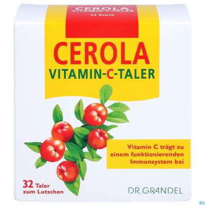 Sie sehen eine Packung VIT C CEROLA TALER GRANDEL, 32 Stück, Produktbild: 01 VIT C CEROLA TALER GRANDEL, 32 Stück, A-Nr.: 1578310 - 01