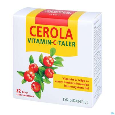 Sie sehen eine Packung VIT C CEROLA TALER GRANDEL, 32 Stück, Produktbild: 02 VIT C CEROLA TALER GRANDEL, 32 Stück, A-Nr.: 1578310 - 02