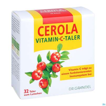 Sie sehen eine Packung VIT C CEROLA TALER GRANDEL, 32 Stück, Produktbild: 03 VIT C CEROLA TALER GRANDEL, 32 Stück, A-Nr.: 1578310 - 03