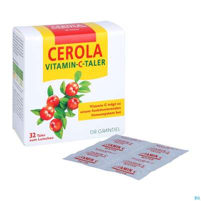 Sie sehen eine Packung VIT C CEROLA TALER GRANDEL, 32 Stück, Produktbild: 05 VIT C CEROLA TALER GRANDEL, 32 Stück, A-Nr.: 1578310 - 05