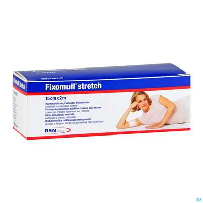 Sie sehen eine Packung FIXOMULL STRETCH 2MX15CM, 1 Stück, Produktbild: 03 FIXOMULL STRETCH 2MX15CM, 1 Stück, A-Nr.: 0782296 - 03