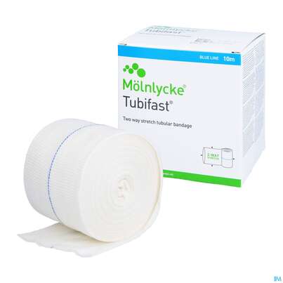 Sie sehen eine Packung Schlauchverband Tubifast Elast.gazeverband Blau F Bein, Ober- Schenkel 10m, Produktbild: 04 Schlauchverband Tubifast Elast.gazeverband Blau F Bein, Ober- Schenkel 10m, A-Nr.: 0718358 - 04