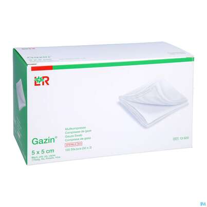 Sie sehen eine Packung Mullkompressen Gazin Baumw.17faedig Steril 8fach 5x 5cm 50x2 100st, Produktbild: 03 Mullkompressen Gazin Baumw.17faedig Steril 8fach 5x 5cm 50x2 100st, A-Nr.: 2309233 - 03