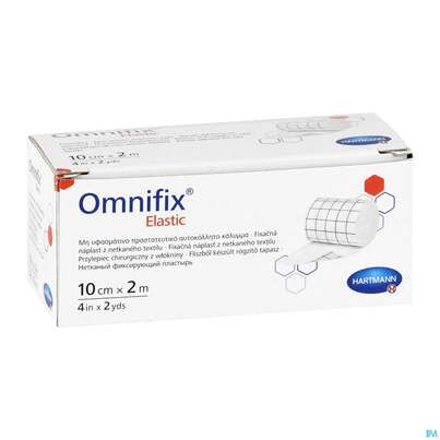 Sie sehen eine Packung Fixierpflaster Omnifix Elastic Fixiervlies 2mx 10cm 1st, Produktbild: 02 Fixierpflaster Omnifix Elastic Fixiervlies 2mx 10cm 1st, A-Nr.: 1493890 - 02