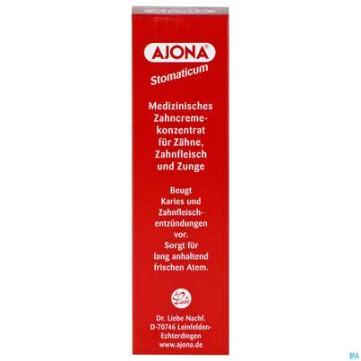 Sie sehen eine Packung Zahnpaste Ajona Stomaticum Rot 25ml, Produktbild: 01 Zahnpaste Ajona Stomaticum Rot 25ml, A-Nr.: 0208278 - 01
