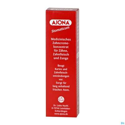 Sie sehen eine Packung Zahnpaste Ajona Stomaticum Rot 25ml, Produktbild: 04 Zahnpaste Ajona Stomaticum Rot 25ml, A-Nr.: 0208278 - 04