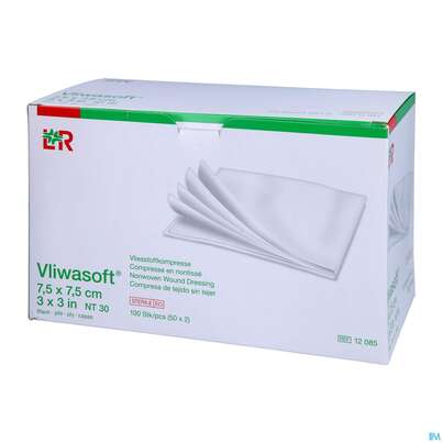 Sie sehen eine Packung Vlieskompressen Vliwasoft 6fach Steril 7,5x 7,5cm 100st, Produktbild: 04 Vlieskompressen Vliwasoft 6fach Steril 7,5x 7,5cm 100st, A-Nr.: 1372749 - 04