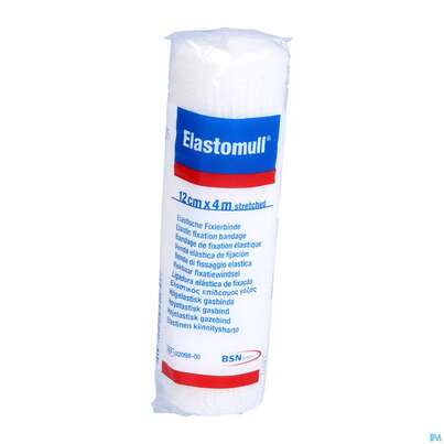 Sie sehen eine Packung Elastische Binden Elastomull Einzeln Verpackt 4mx12cm 1st, Produktbild: 01 Elastische Binden Elastomull Einzeln Verpackt 4mx12cm 1st, A-Nr.: 0188972 - 01