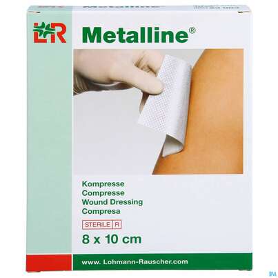 Sie sehen eine Packung METAL.LOH KOMPR E 10X 8CM, 10 Stück, Produktbild: 01 METAL.LOH KOMPR E 10X 8CM, 10 Stück, A-Nr.: 0191193 - 01