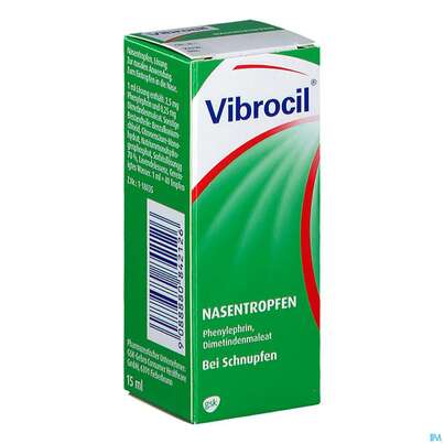 Sie sehen eine Packung Vibrocil Nasentropfen, 15 Milliliter, Produktbild: 03 Vibrocil Nasentropfen, 15 Milliliter, A-Nr.: 0842124 - 03