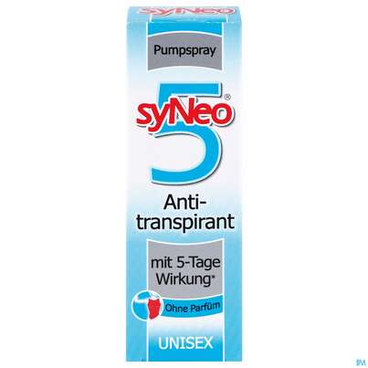 Sie sehen eine Packung syNeo 5 Deo-Antitranspirant Pumpspray 30 ml, 30 Milliliter, Produktbild: 01 syNeo 5 Deo-Antitranspirant Pumpspray 30 ml, 30 Milliliter, A-Nr.: 3878832 - 01