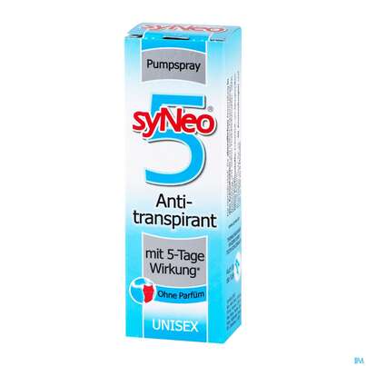 Sie sehen eine Packung syNeo 5 Deo-Antitranspirant Pumpspray 30 ml, 30 Milliliter, Produktbild: 03 syNeo 5 Deo-Antitranspirant Pumpspray 30 ml, 30 Milliliter, A-Nr.: 3878832 - 03