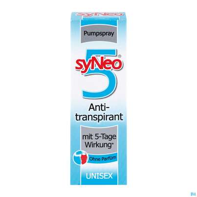 Sie sehen eine Packung syNeo 5 Deo-Antitranspirant Pumpspray 30 ml, 30 Milliliter, Produktbild: 04 syNeo 5 Deo-Antitranspirant Pumpspray 30 ml, 30 Milliliter, A-Nr.: 3878832 - 04