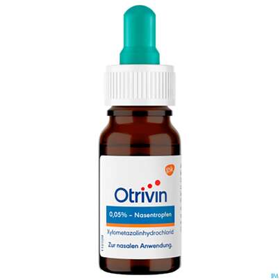 Sie sehen eine Packung Otrivin 0,05% Nasentropfen, 10 Milliliter, Produktbild: 03 Otrivin 0,05% Nasentropfen, 10 Milliliter, A-Nr.: 0040904 - 03
