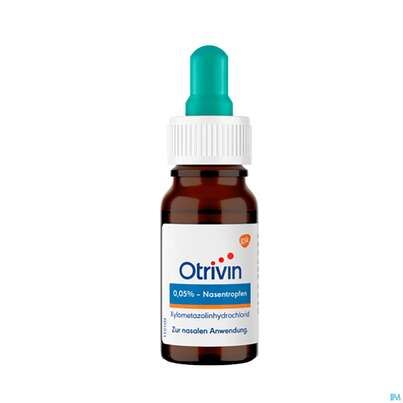 Sie sehen eine Packung Otrivin 0,05% Nasentropfen, 10 Milliliter, Produktbild: 04 Otrivin 0,05% Nasentropfen, 10 Milliliter, A-Nr.: 0040904 - 04