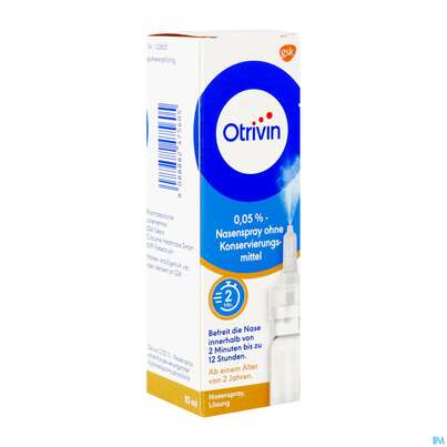Sie sehen eine Packung Otrivin 0,05% Nasenspray ohne Konservierungsmittel, 10 Milliliter, Produktbild: 02 Otrivin 0,05% Nasenspray ohne Konservierungsmittel, 10 Milliliter, A-Nr.: 2475606 - 02