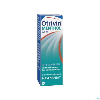 Sie sehen eine Packung Otrivin Menthol 0,1% Nasenspray, 15 Milliliter, Produktbild: 03 Otrivin Menthol 0,1% Nasenspray, 15 Milliliter, A-Nr.: 1312144 - 03