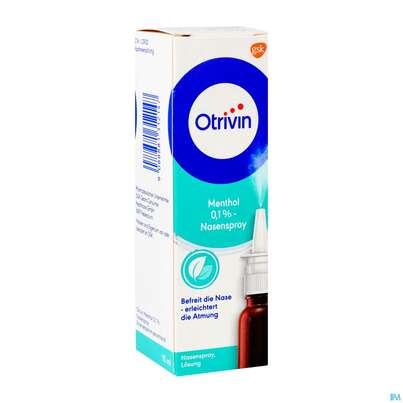 Sie sehen eine Packung Otrivin Menthol 0,1% Nasenspray, 15 Milliliter, Produktbild: 04 Otrivin Menthol 0,1% Nasenspray, 15 Milliliter, A-Nr.: 1312144 - 04
