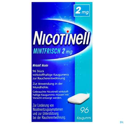 Nicotinell Mint Frisch 2mg wirkstoffhaltige Kaugummis zur Raucherentwöhnung, 96 Stück, A-Nr.: 1319910 - 01