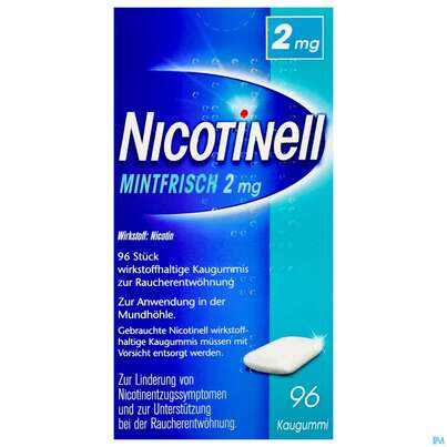 Nicotinell Mint Frisch 2mg wirkstoffhaltige Kaugummis zur Raucherentwöhnung, 96 Stück, A-Nr.: 1319910 - 03