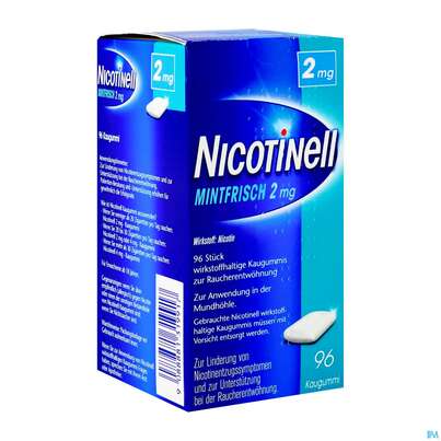 Nicotinell Mint Frisch 2mg wirkstoffhaltige Kaugummis zur Raucherentwöhnung, 96 Stück, A-Nr.: 1319910 - 04