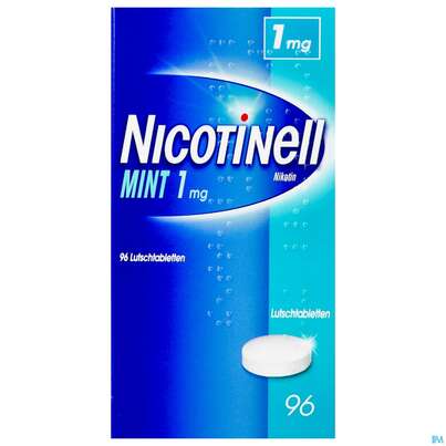 Sie sehen eine Packung Nicotinell Mint 1 mg Lutschtabletten 96 Stück, 96 Stück, Produktbild: 01 Nicotinell Mint 1 mg Lutschtabletten 96 Stück, 96 Stück, A-Nr.: 1342582 - 01