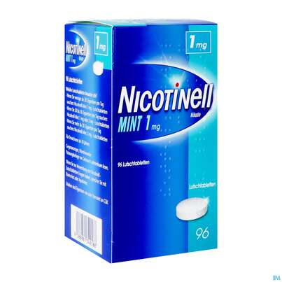 Sie sehen eine Packung Nicotinell Mint 1 mg Lutschtabletten 96 Stück, 96 Stück, Produktbild: 02 Nicotinell Mint 1 mg Lutschtabletten 96 Stück, 96 Stück, A-Nr.: 1342582 - 02