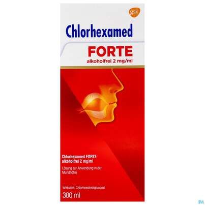 Sie sehen eine Packung Chlorhexamed Forte alkoholfreie Lösung 2 mg/ml 300 ml, 300 Milliliter, Produktbild: 01 Chlorhexamed Forte alkoholfreie Lösung 2 mg/ml 300 ml, 300 Milliliter, A-Nr.: 4465747 - 01