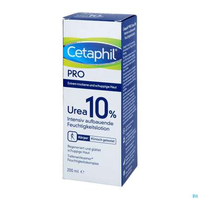 Sie sehen eine Packung Cetaphil PRO Urea 10% Intensiv aufbauende Feuchtigkeitslotion, 200 Milliliter, Produktbild: 02 Cetaphil PRO Urea 10% Intensiv aufbauende Feuchtigkeitslotion, 200 Milliliter, A-Nr.: 5346192 - 02
