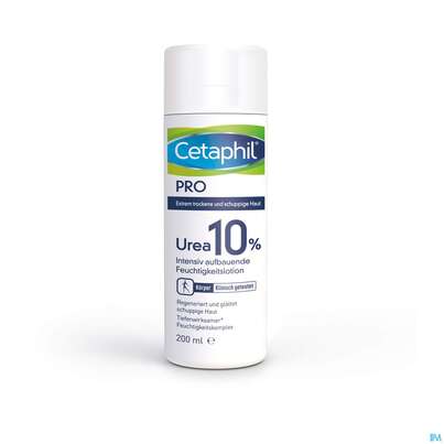 Sie sehen eine Packung Cetaphil PRO Urea 10% Intensiv aufbauende Feuchtigkeitslotion, 200 Milliliter, Produktbild: 06 Cetaphil PRO Urea 10% Intensiv aufbauende Feuchtigkeitslotion, 200 Milliliter, A-Nr.: 5346192 - 06