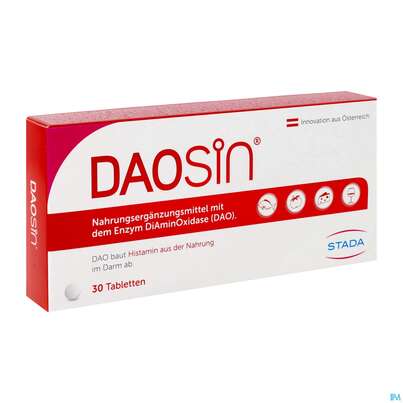 Sie sehen eine Packung Daosin Enzym Diaminooxidase Tabl 30st, Produktbild: 02 Daosin Enzym Diaminooxidase Tabl 30st, A-Nr.: 5372545 - 02