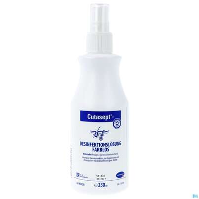 Sie sehen eine Packung CUTASEPT DESINFEKT.FARBLOS, 250 Milliliter, Produktbild: 01 CUTASEPT DESINFEKT.FARBLOS, 250 Milliliter, A-Nr.: 0225118 - 01