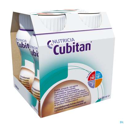 Sie sehen eine Packung Cubitan 200ml Schokolade 6x4 24st, Produktbild: 03 Cubitan 200ml Schokolade 6x4 24st, A-Nr.: 3206044 - 03