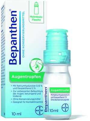 Sie sehen eine Packung Bepanthen® Augentropfen, 10 Milliliter, Produktbild: 01 Bepanthen® Augentropfen, 10 Milliliter, A-Nr.: 3924710 - 01
