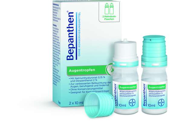 Sie sehen eine Packung Bepanthen® Augentropfen, 1 PK, Produktbild: 01 Bepanthen® Augentropfen, 1 PK, A-Nr.: 4945855 - 01