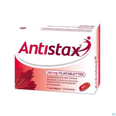 Sie sehen eine Packung Antistax® 360 mg Filmtabletten, 30 Stück, Produktbild: 03 Antistax® 360 mg Filmtabletten, 30 Stück, A-Nr.: 3520415 - 03