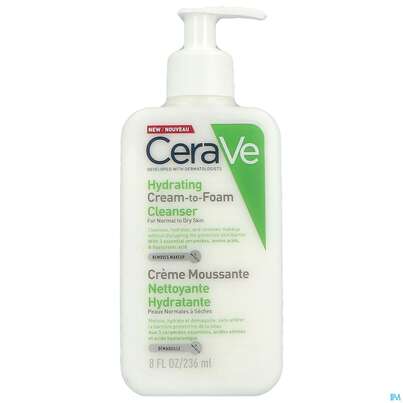 Sie sehen eine Packung CeraVe Creme-zu-Schaum Reinigung, 236 Milliliter, Produktbild: 01 CeraVe Creme-zu-Schaum Reinigung, 236 Milliliter, A-Nr.: 5381969 - 01