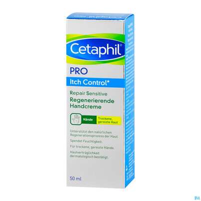Sie sehen eine Packung Cetaphil Pro ItchControl Repair Sensitive Handcreme, 50 Milliliter, Produktbild: 02 Cetaphil Pro ItchControl Repair Sensitive Handcreme, 50 Milliliter, A-Nr.: 4778788 - 02