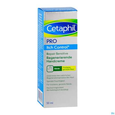 Sie sehen eine Packung Cetaphil Pro ItchControl Repair Sensitive Handcreme, 50 Milliliter, Produktbild: 03 Cetaphil Pro ItchControl Repair Sensitive Handcreme, 50 Milliliter, A-Nr.: 4778788 - 03