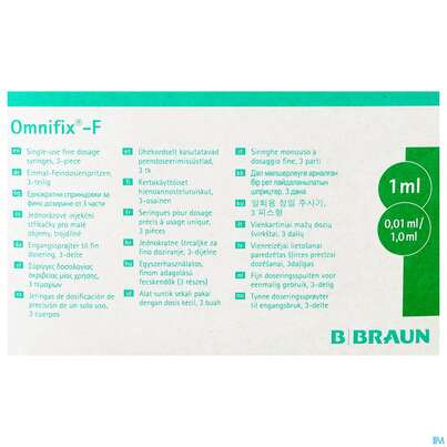 Sie sehen eine Packung Injektionsspritzen U.zubeh. Tuberkulin Einmal-spr Omnifix 1ml 3-teilig 100st, Produktbild: 02 Injektionsspritzen U.zubeh. Tuberkulin Einmal-spr Omnifix 1ml 3-teilig 100st, A-Nr.: 3048579 - 02