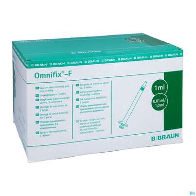 Sie sehen eine Packung Injektionsspritzen U.zubeh. Tuberkulin Einmal-spr Omnifix 1ml 3-teilig 100st, Produktbild: 05 Injektionsspritzen U.zubeh. Tuberkulin Einmal-spr Omnifix 1ml 3-teilig 100st, A-Nr.: 3048579 - 05
