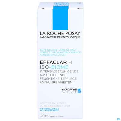 Sie sehen eine Packung La Roche-Posay Effaclar H Iso-Biome ausgleichende Feuchtigkeitspflege, 40 Milliliter, Produktbild: 01 La Roche-Posay Effaclar H Iso-Biome ausgleichende Feuchtigkeitspflege, 40 Milliliter, A-Nr.: 5593832 - 01