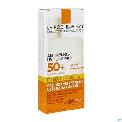 Sie sehen eine Packung La Roche-Posay Anthelios Invisible Fluid UVMune 400 LSF 50+, 50 Milliliter, Produktbild: 02 La Roche-Posay Anthelios Invisible Fluid UVMune 400 LSF 50+, 50 Milliliter, A-Nr.: 5572014 - 02