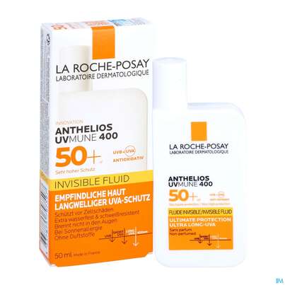 Sie sehen eine Packung La Roche-Posay Anthelios Invisible Fluid UVMune 400 LSF 50+, 50 Milliliter, Produktbild: 04 La Roche-Posay Anthelios Invisible Fluid UVMune 400 LSF 50+, 50 Milliliter, A-Nr.: 5572014 - 04