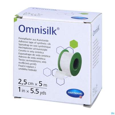 Sie sehen eine Packung Fixierpflaster Omnisilk 5mx 2,5cm 1st, Produktbild: 02 Fixierpflaster Omnisilk 5mx 2,5cm 1st, A-Nr.: 1566117 - 02