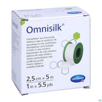 Sie sehen eine Packung Fixierpflaster Omnisilk 5mx 2,5cm 1st, Produktbild: 03 Fixierpflaster Omnisilk 5mx 2,5cm 1st, A-Nr.: 1566117 - 03
