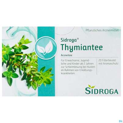Sie sehen eine Packung Sidroga Thymian Tee, 20 Stück, Produktbild: 01 Sidroga Thymian Tee, 20 Stück, A-Nr.: 2429351 - 01